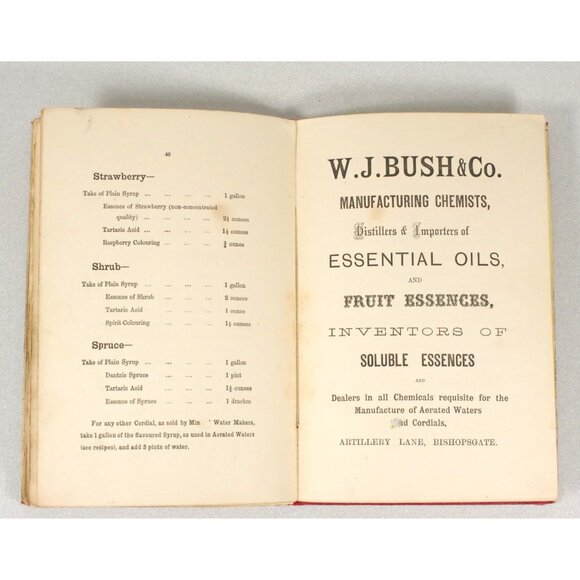 Scarce Antique Recipe Book for Fizzy Drinks W. J. Bush and Co. 1885 1st Edition - Picture 9 of 10